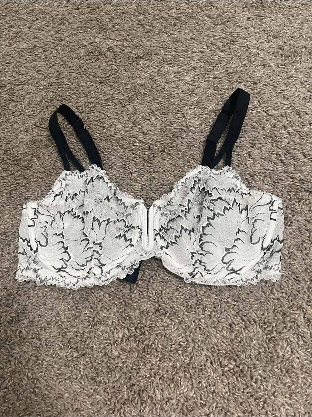 Auden Black & White Sheer Mesh Underwire Bra